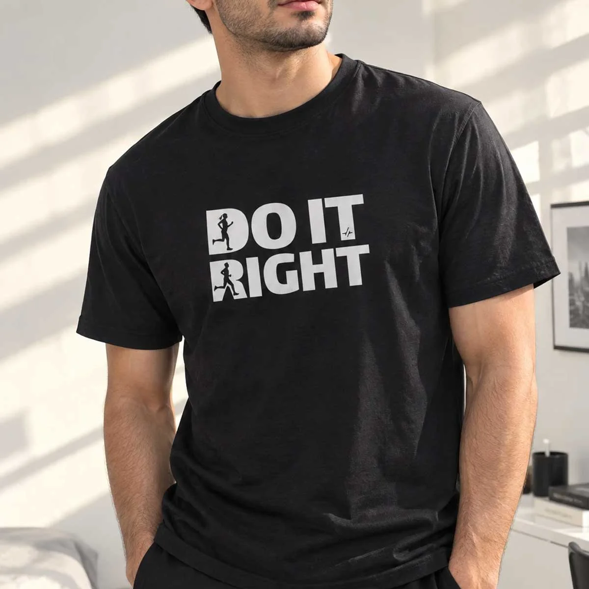 تیشرت نخ پنبه ۱۰۰ درصد جریان با چاپ DO IT RIGHT روی سینه