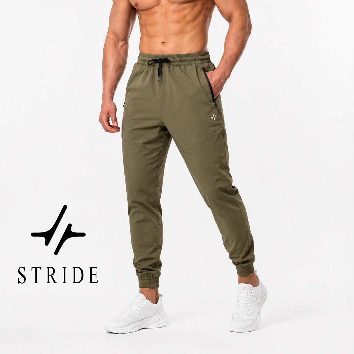 شلوار اسلش ورزشی مردانه جریان مدل STRIDE رنگ سبز زیتونی