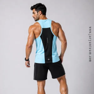 نمای پشت رکابی ورزشی مردانه Stride Racer Tank جریان با پنل مشکی